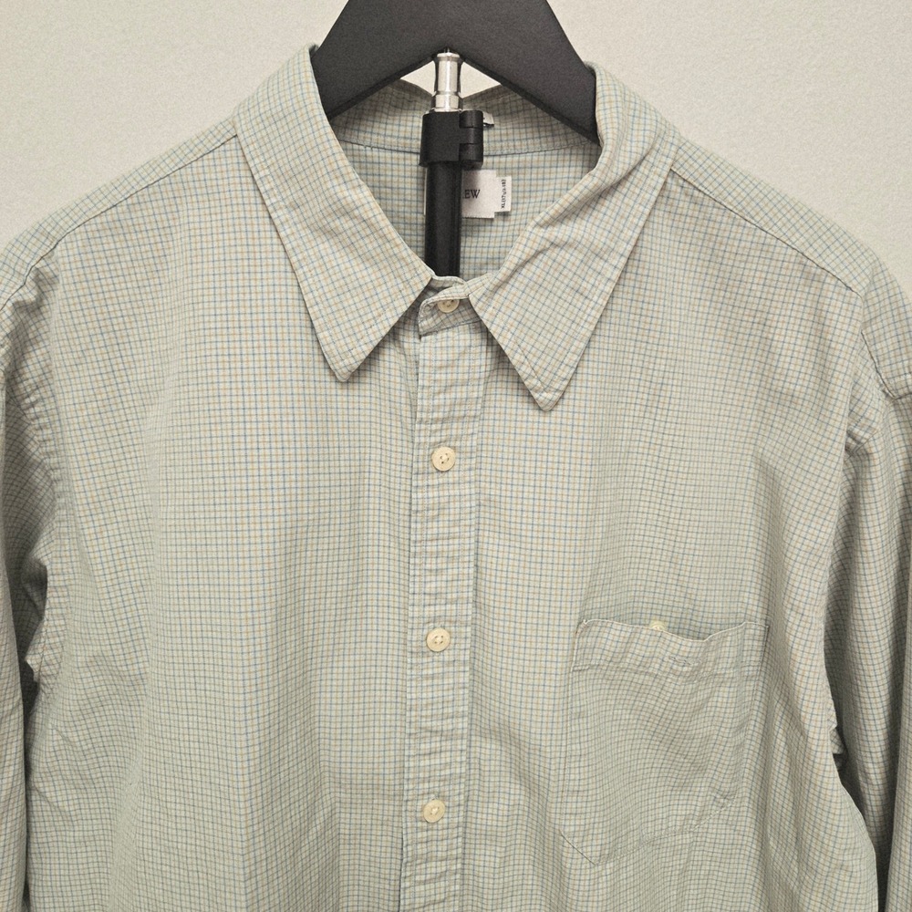 J.Crew Mens XL Long Sleeve Button Down Shirt Green‎ Blue Micro Check Cotton - Picture 2 of 9